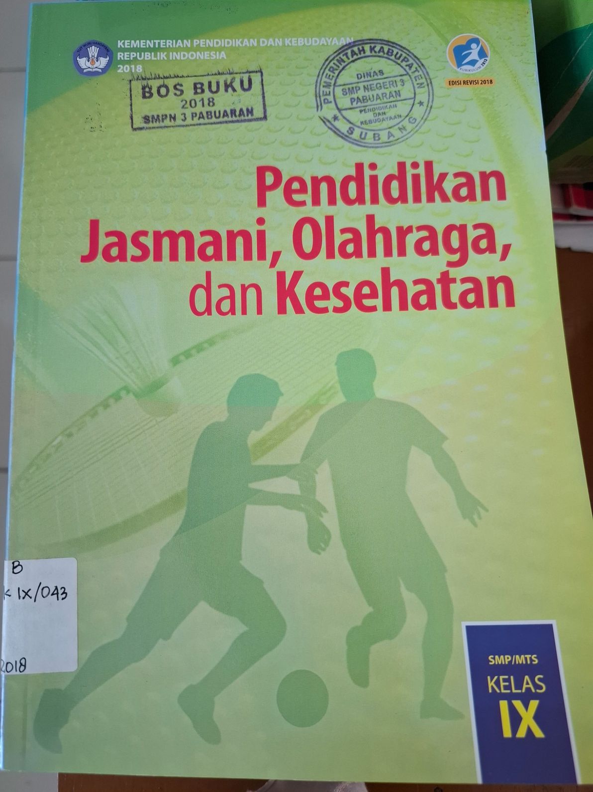 Sampul Pendidikan Jasmani, Olahraga, dan Kesehatan Untuk SMP/MTs Kelas IX